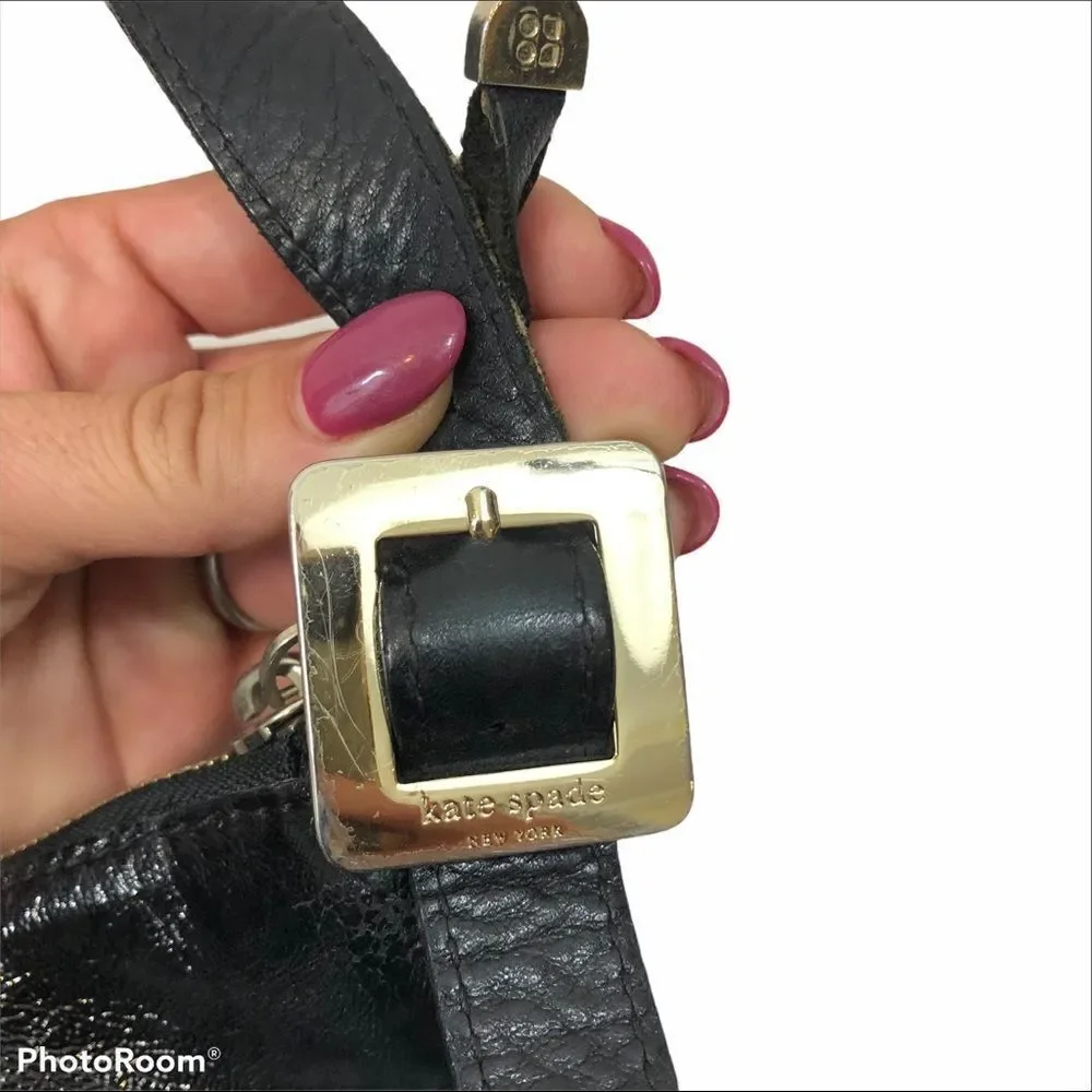 Kate‎ Spade Black Textured Patent Leather Purse